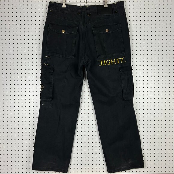 Eight 732 Y2K Baggy Pants 40x34 Black Cargo Gothic Streetwear Skate Wide Leg 90s - Picture 4 of 8